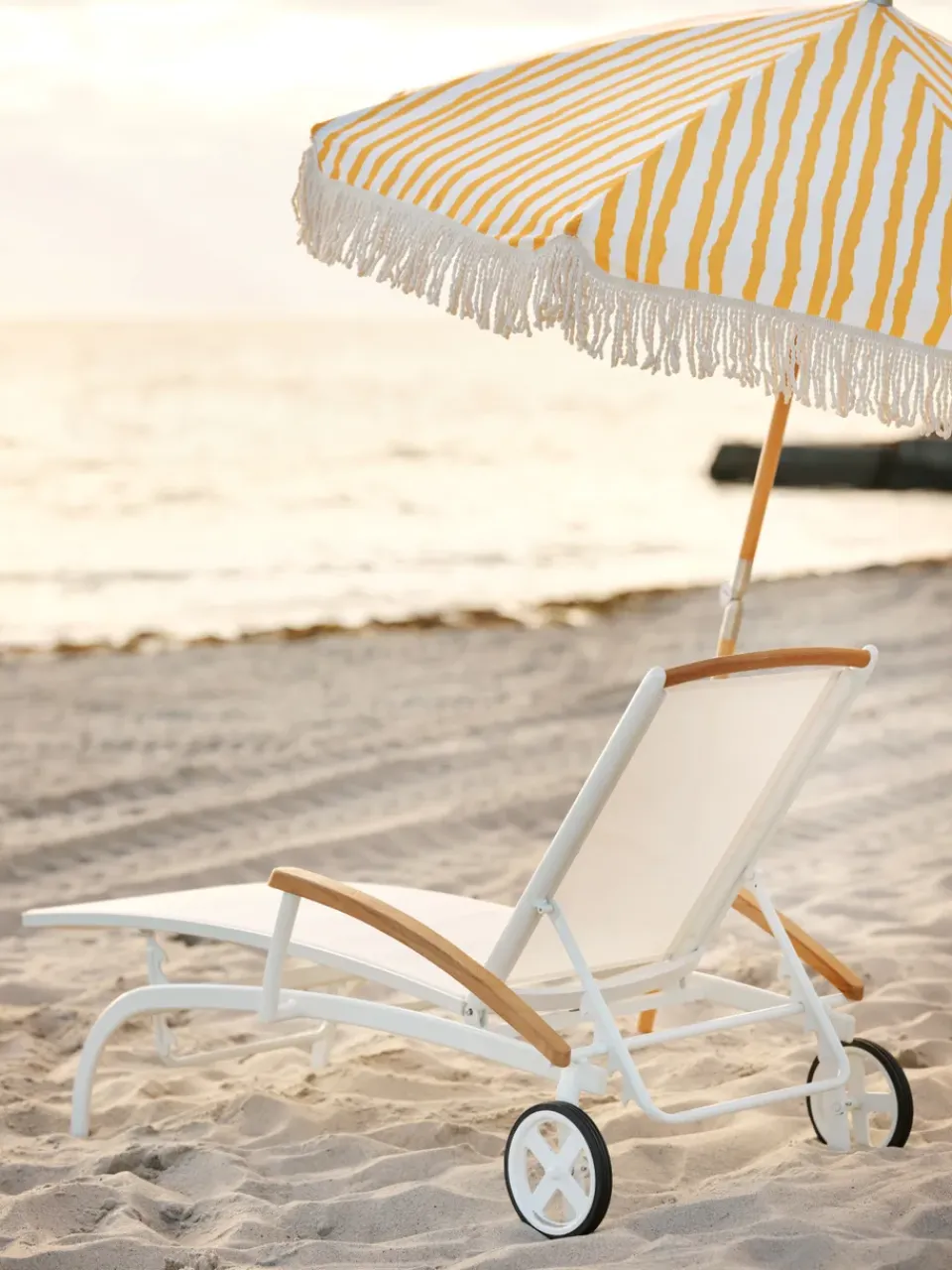 Brafab Parasol Gatsby, Yellow stripe, Ø185 cm Beige New