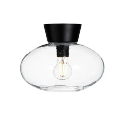 Belid Plafones<Plafón Bullo vidrio transparente Ø27 cm, mate Negro