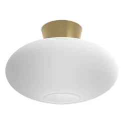 Belid Plafón Bullo XL vidrio opal Ø38 cm, latón Color dorado