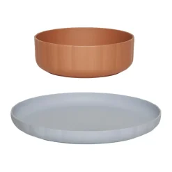 OYOY Plato y cuenco Pullo, Caramel-ice blue RosaAzul Outlet