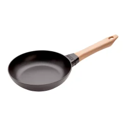 STAUB Sartén de hierro fundido negra con mango de madera claro, Ø20 cm Negro New