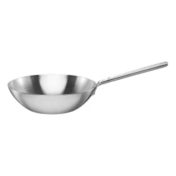 Fiskars Woks<Sartén wok acero inoxidable sin revestimiento Norden Steel, Ø28 cm Plateado
