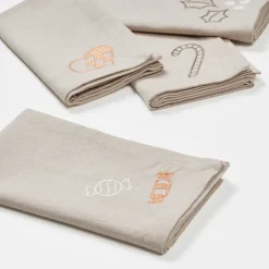 Broste Copenhagen Servilleta de tela Fryd 45x45 cm 4 piezas, Light warm grey-beige GrisBeige New