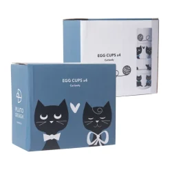 Pluto Design Hueveras<Set de 4 hueveras Moomin love, Blanco-negro-azul BlancoNegro