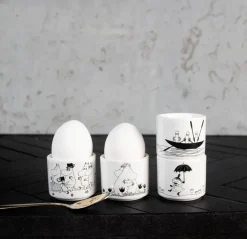 Pluto Design Set de 4 hueveras Mumin, blanco BlancoNegro