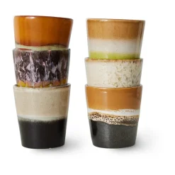 HKliving Tazas De Café<Set de 6 tazas 70's, Soil Multi