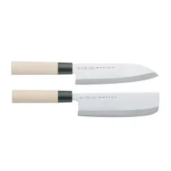 Satake Juegos De Cuchillos De Cocina|Cuchillos Japoneses<Set de cuchillos santoku y nakiri Houcho, 2 piezas Beige