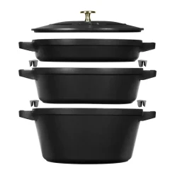 STAUB Set de ollas y sartenes apilables 5 piezas, Negro Online
