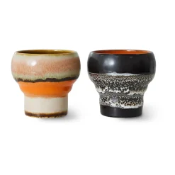 HKliving Tazas De Café<Set de tazas lungo 70's, 24 cl 2-pack, Basalto Multi
