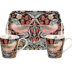 Pimpernel Juegos De Vajilla<Set de tazas y bandeja Strawberry Thief, Marrón