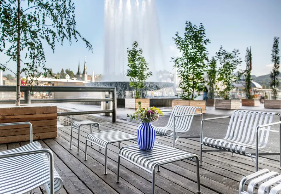HAY Sofá lounge Palissade, Hot galvanised Plateado Outlet