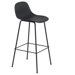 Muuto Taburete bar con respaldo Fiber Tube 75 cm, Negro Hot