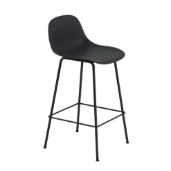 Muuto Taburetes Altos<Taburete bar con respaldo Fiber Tube 65 cm, Negro