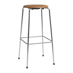 Fritz Hansen Taburetes Altos<Taburete de bar High Dot, Wild cuero walnut-cromo MarrónPlateado