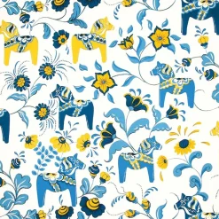 Arvidssons Textil Telas Por Metro<Tela Leksand, azul-amarillo AzulAmarilloBlanco