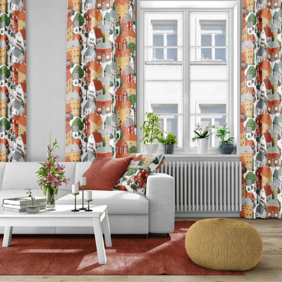 Arvidssons Textil Tela Lyckeby blommar, rojo-naranja NaranjaRojo Discount