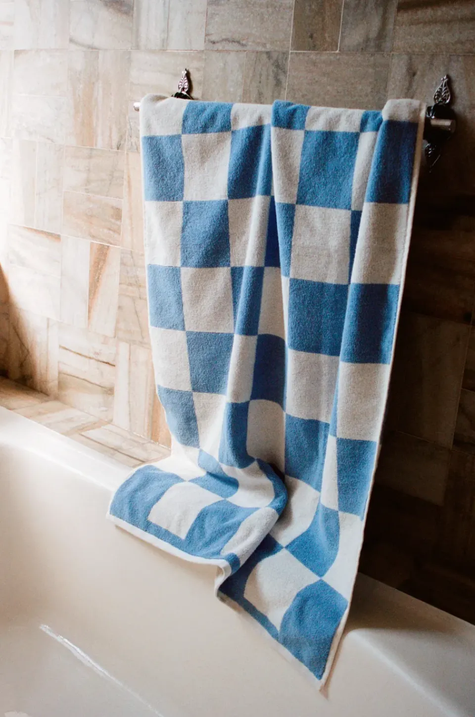 HAY Toalla de baño Check 70x136 cm, Sky blue Azul Best