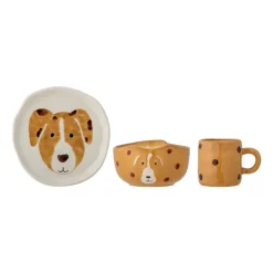 Bloomingville Juegos De Vajilla|Vajillas Infantiles<Vajilla infantil Fenix gres 3 piezas, perro BlancoMarrón